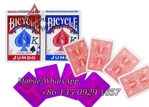 To see through Bicycle jumbo poker cards with IR camera lens