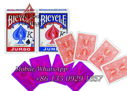 To see through Bicycle jumbo poker cards with IR camera lens